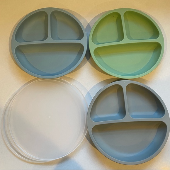 Baby / Toddler Suction Plates with Lids set of 3 - Picture 1 of 3